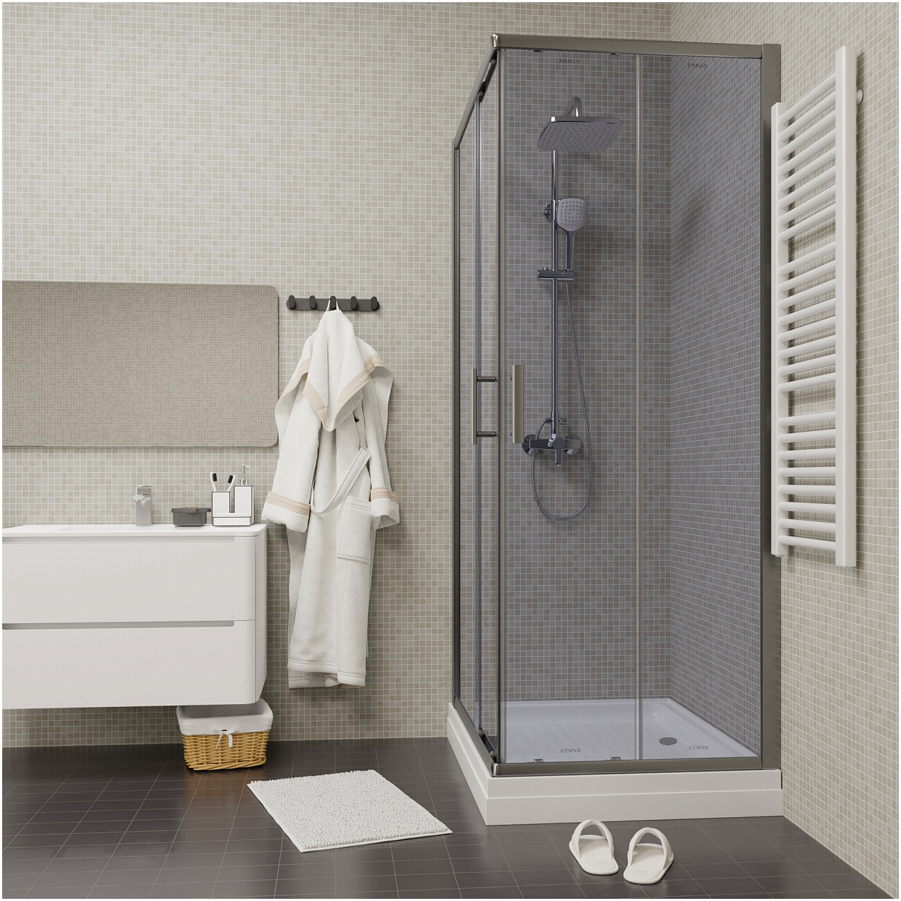 Душевой уголок прямоугольный с низким поддоном 70х100 см хром Parly Quadro QZ71S - изображение 5