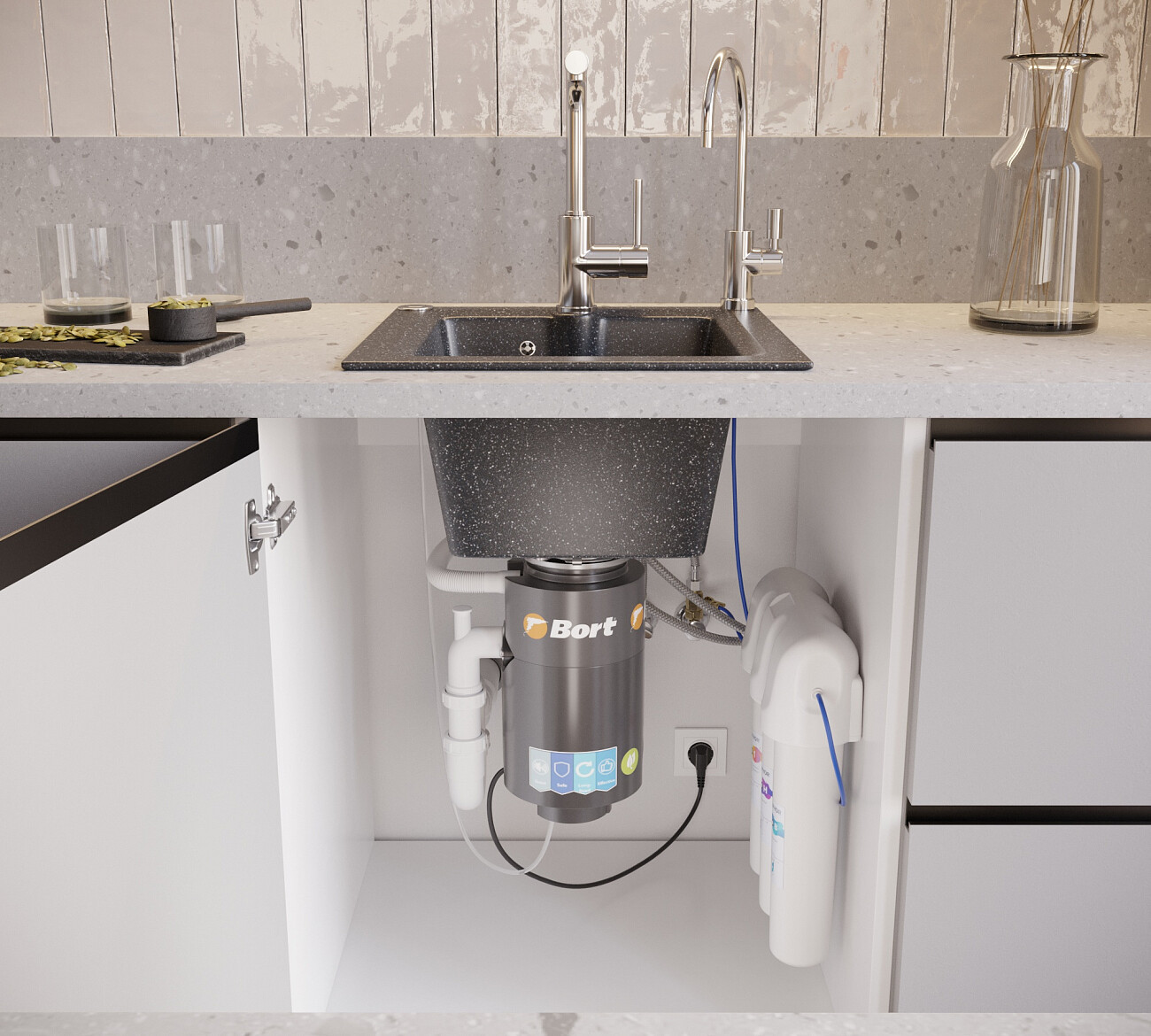 Мойка кухонная черная Domaci "Бьелла" DMC-42-308 - изображение 8