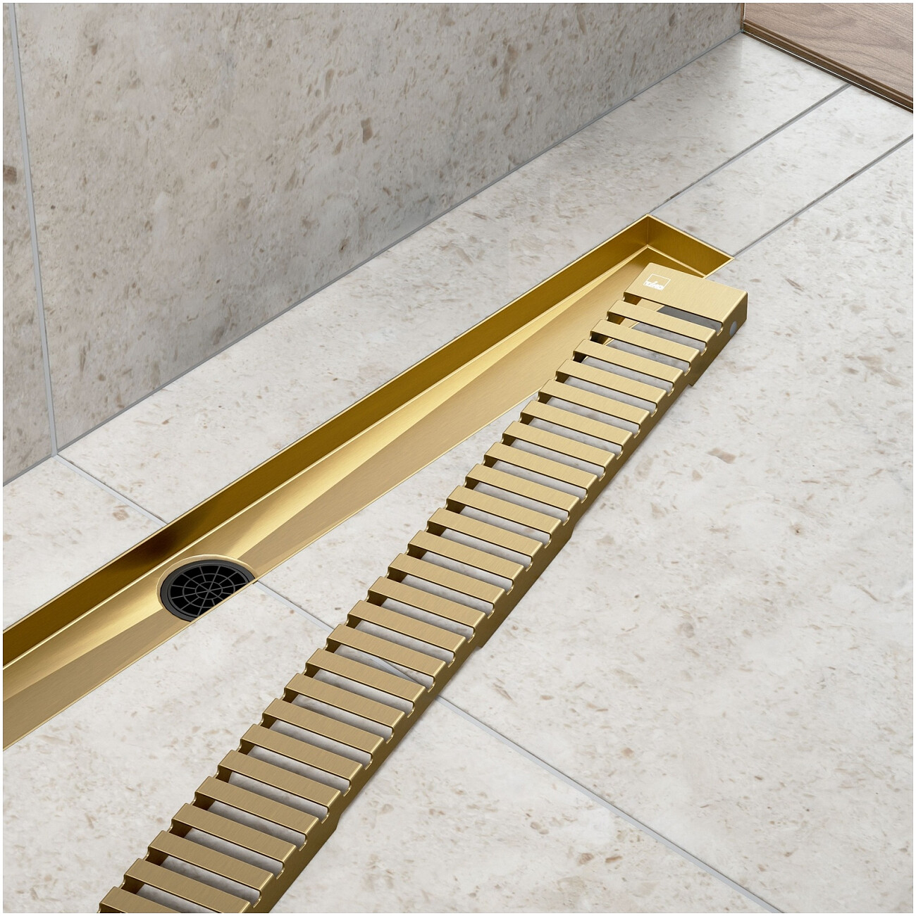 Душевой лоток с вставкой "lines" золото матовое Timo Drain System 700 - изображение 3