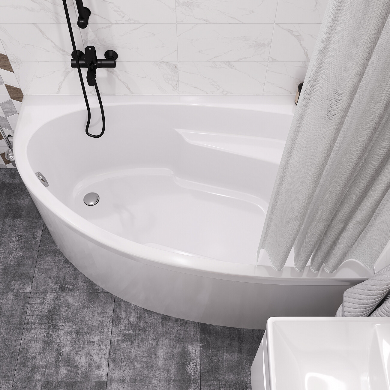 Акриловая ванна с каркасом 150x95 см белая Diwo "Валдай" R Щ0000055179, Щ0000055243 - изображение 8