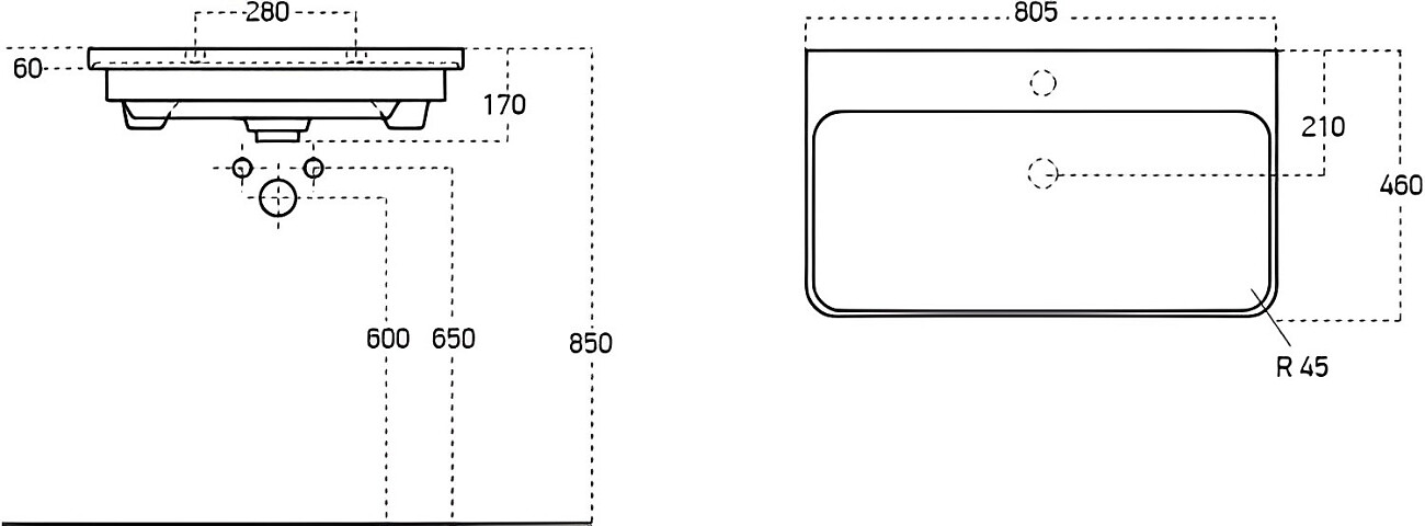 Раковина накладная керамическая прямоугольная 46х80 см белая Stworki "Ларвик" 11080-KL - изображение 2