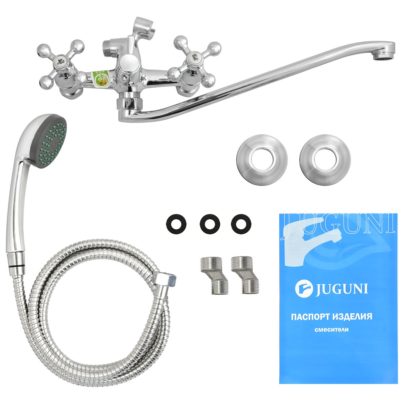 Смеситель для ванны двухвентильный с душевым гарнитуром хром Juguni Aquarius JGN0140-B 0402.656A - изображение 10