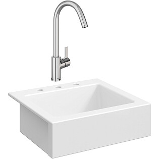 Мойка 3 отверстия белый глянец Domaci &quot;Сиена&quot; 50166-101 со смесителем &quot;Ливорно&quot; 33080-229-1GB-IG11