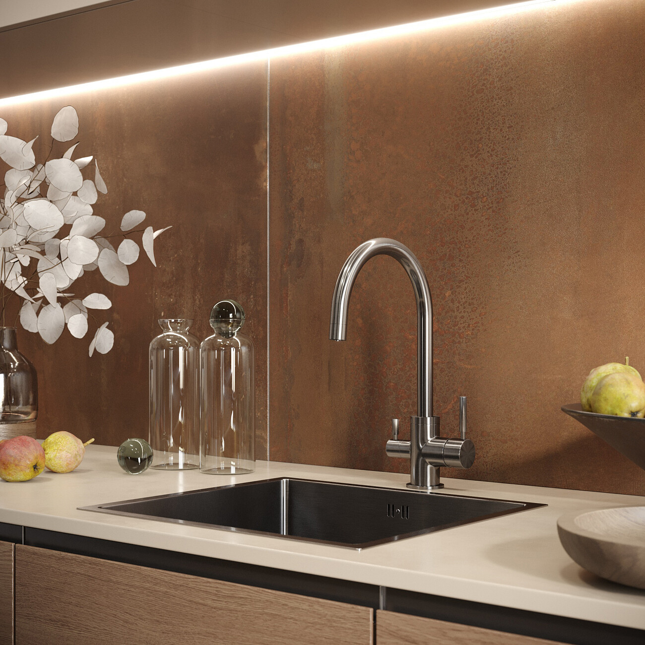 Смеситель для кухни с изливом для фильтрованной воды черный металлик Domaci "Равенна" DCB 3007 - изображение 3