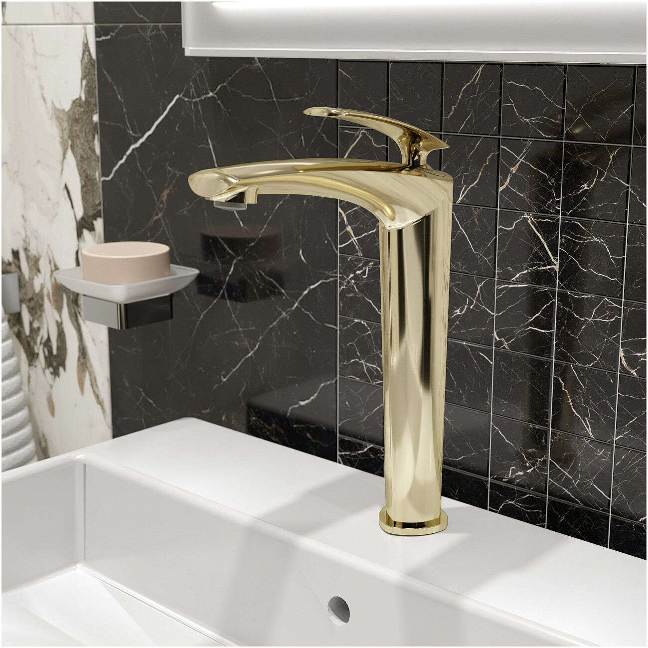 Смеситель для раковины однорычажный золотой Stworki "Гётеборг" S03020GG - изображение 5