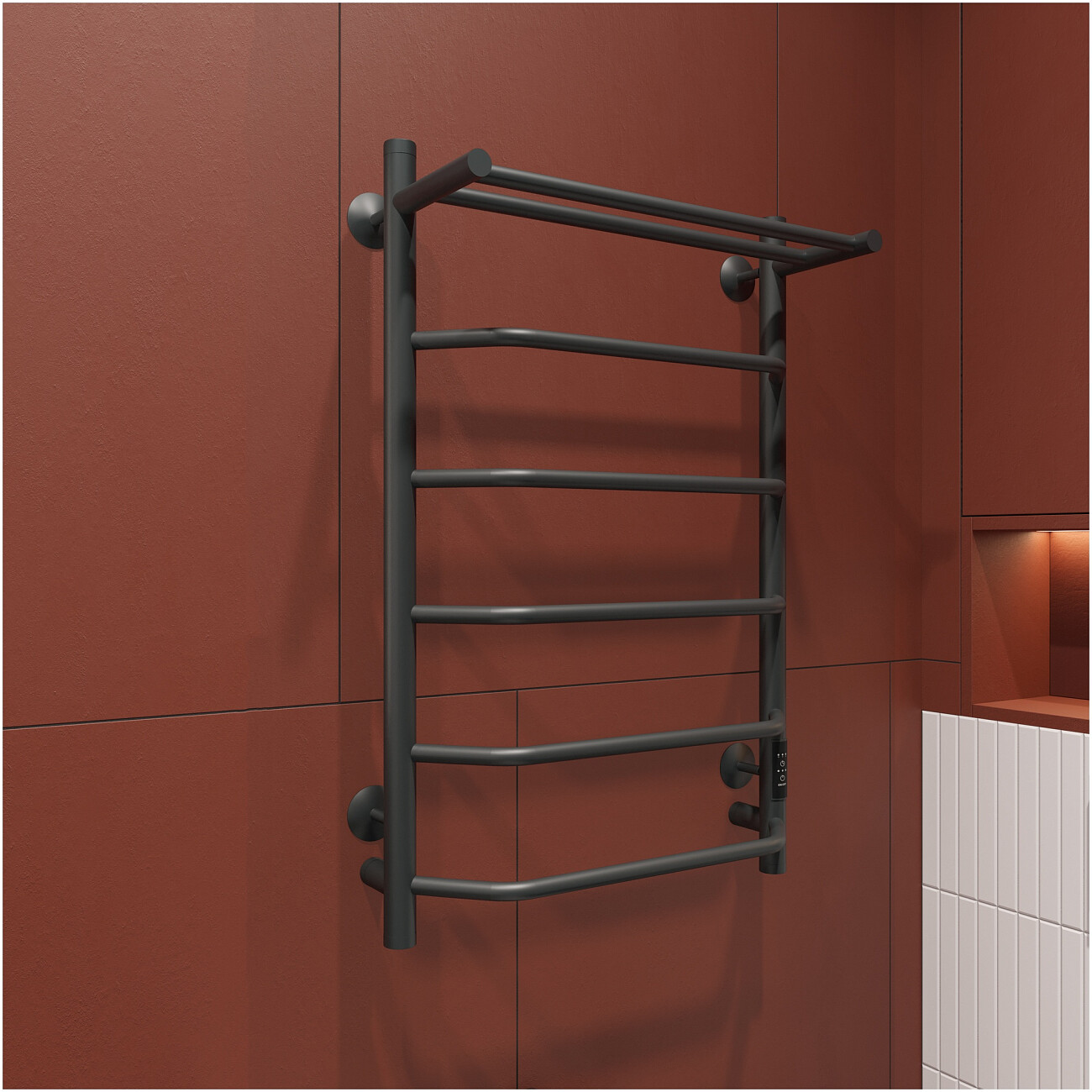 Полотенцесушитель электрический 80х50 см с полкой графит Ewrika "Сафо" FT - изображение 6