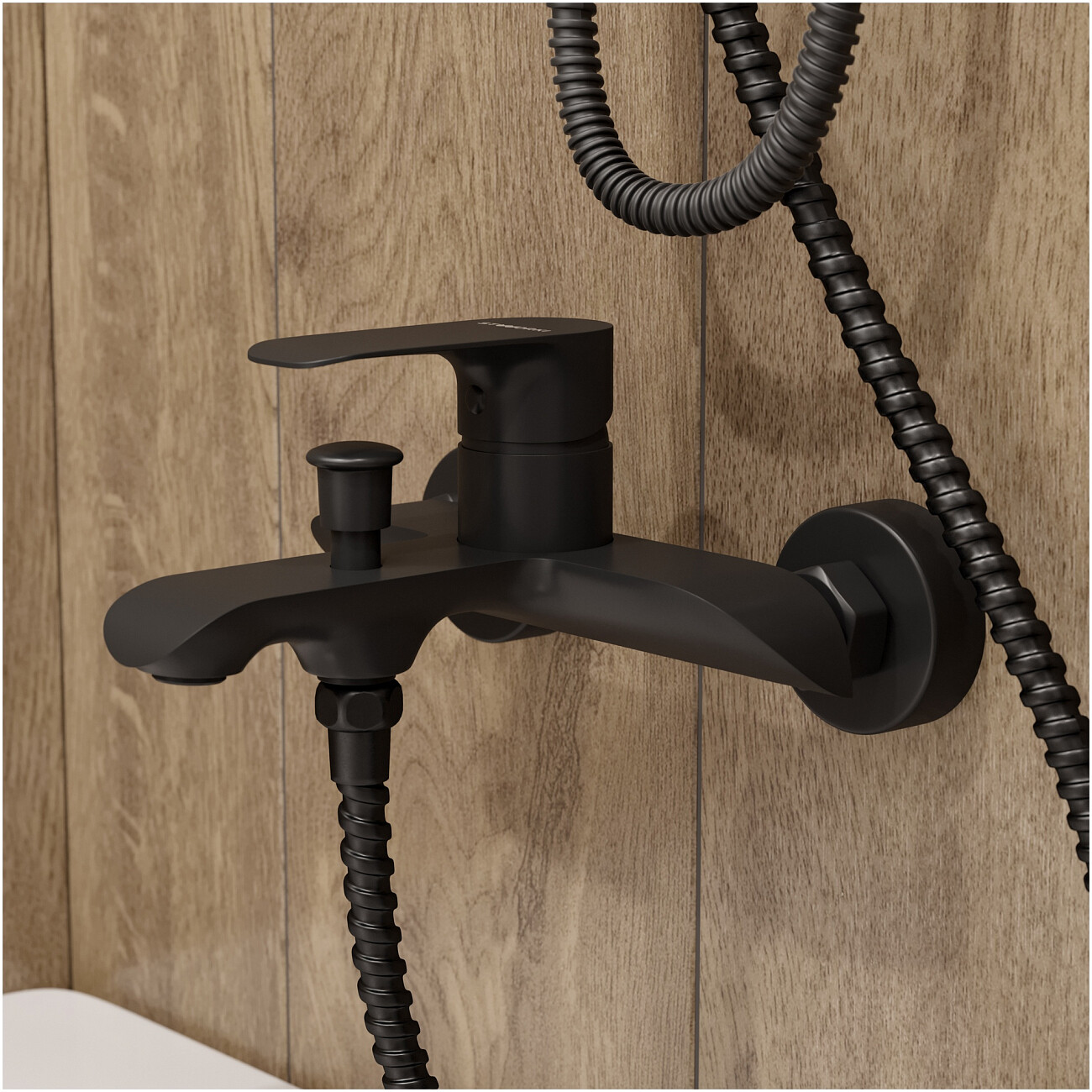 Смеситель для ванны с душем настенный черный Stworki "Копенгаген" S42100BK - изображение 5