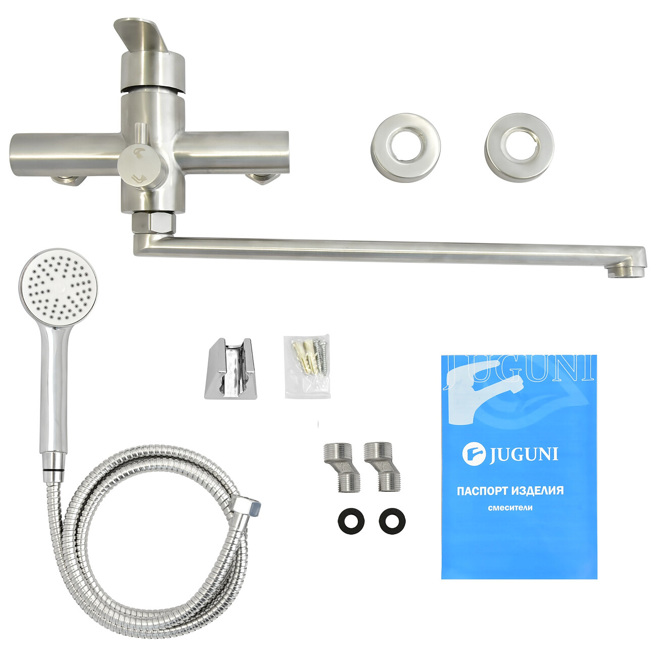Смеситель для ванны однорычажный с душевым гарнитуром сталь Juguni Luxe Parus 0402.453 - изображение 9
