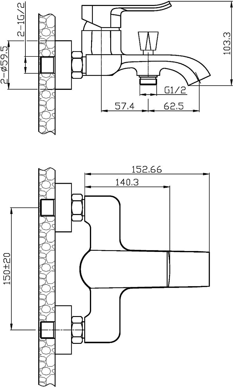 Смеситель для ванны однорычажный хром Stworki "Бурос" BU-02cr - изображение 2