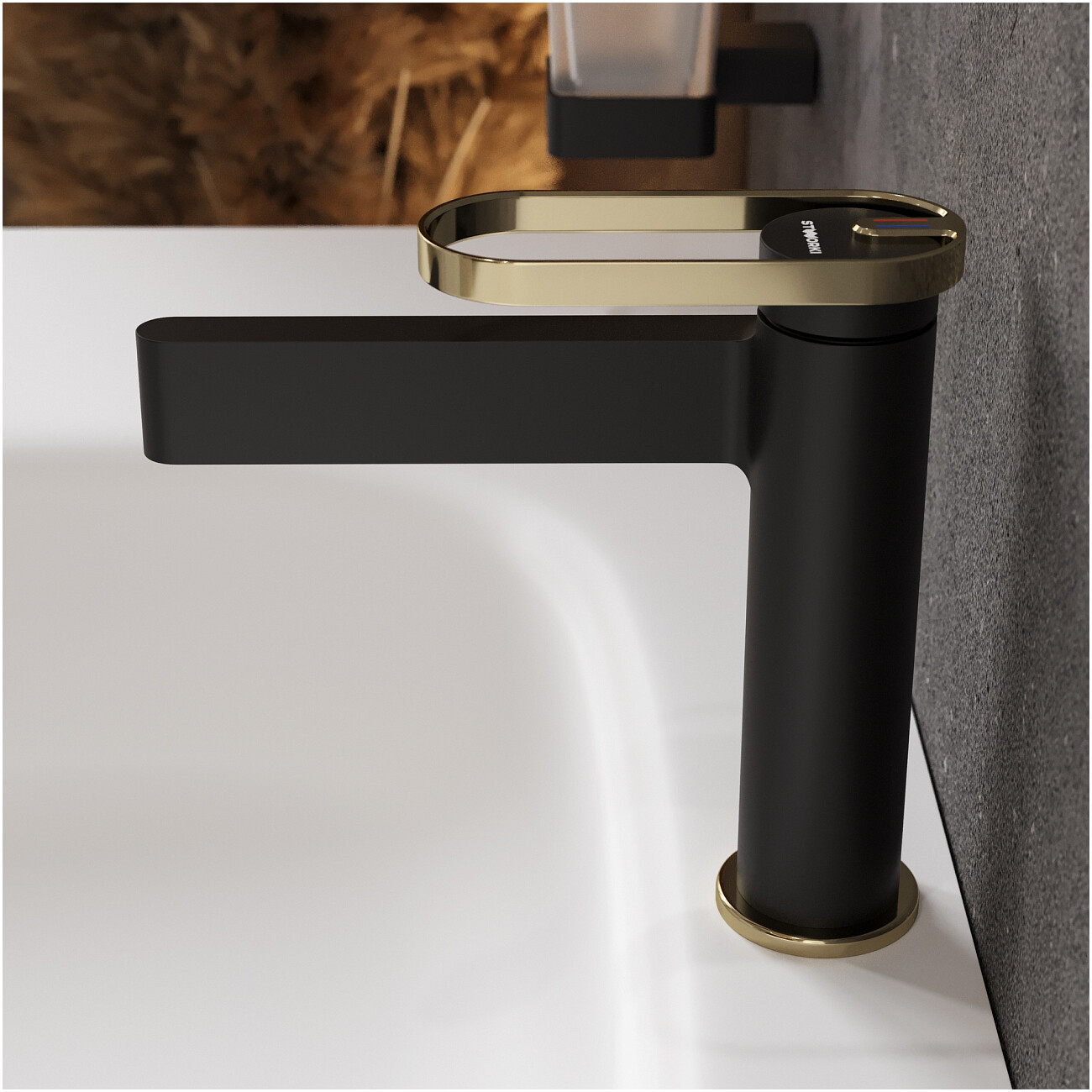 Смеситель для раковины однорычажный черный, золотой Stworki "Малунг" S11010BG - изображение 7