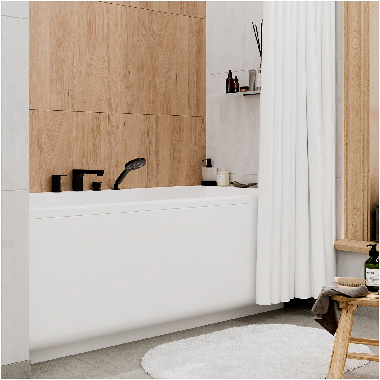 Душевая система со смесителем на борт ванны черная Wasserkraft Elbe 7455 - изображение 3