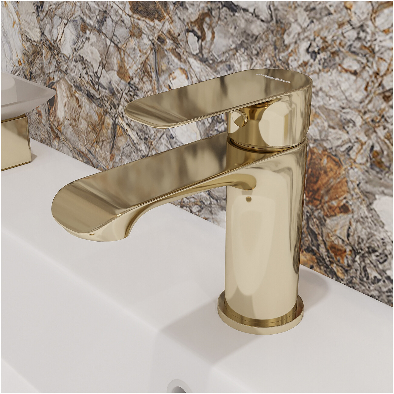 Смеситель для раковины однорычажный золотой Stworki "Копенгаген" S42010GG - изображение 5