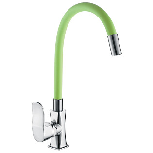 Смеситель для кухни однорычажный зеленый, хром D-Lin D155318-5