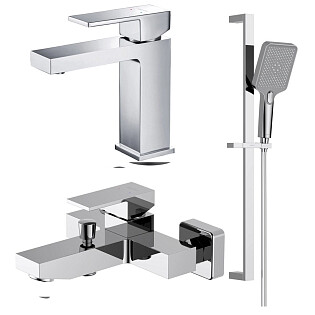 Душевой комплект с лейкой, смесителем для раковины и ванны хром Aquatek &quot;Либра&quot; AQ1630CR