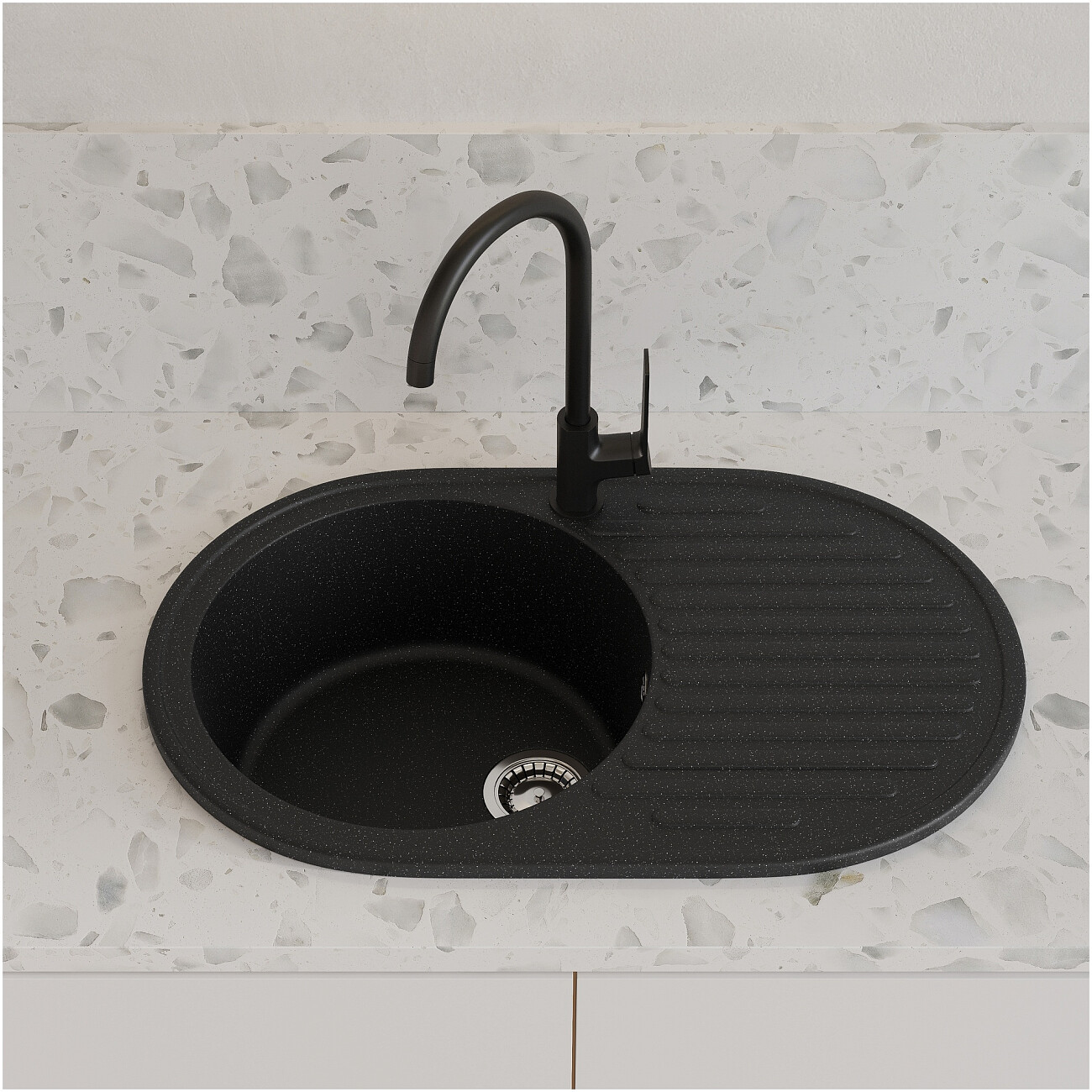 Мойка кухонная черная Domaci "Болонья" М-11-002 - изображение 7