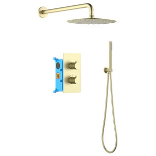 Душевой комплект с верхним душем шлифованное золото Aquatek &quot;Европа&quot; AQ1376BG