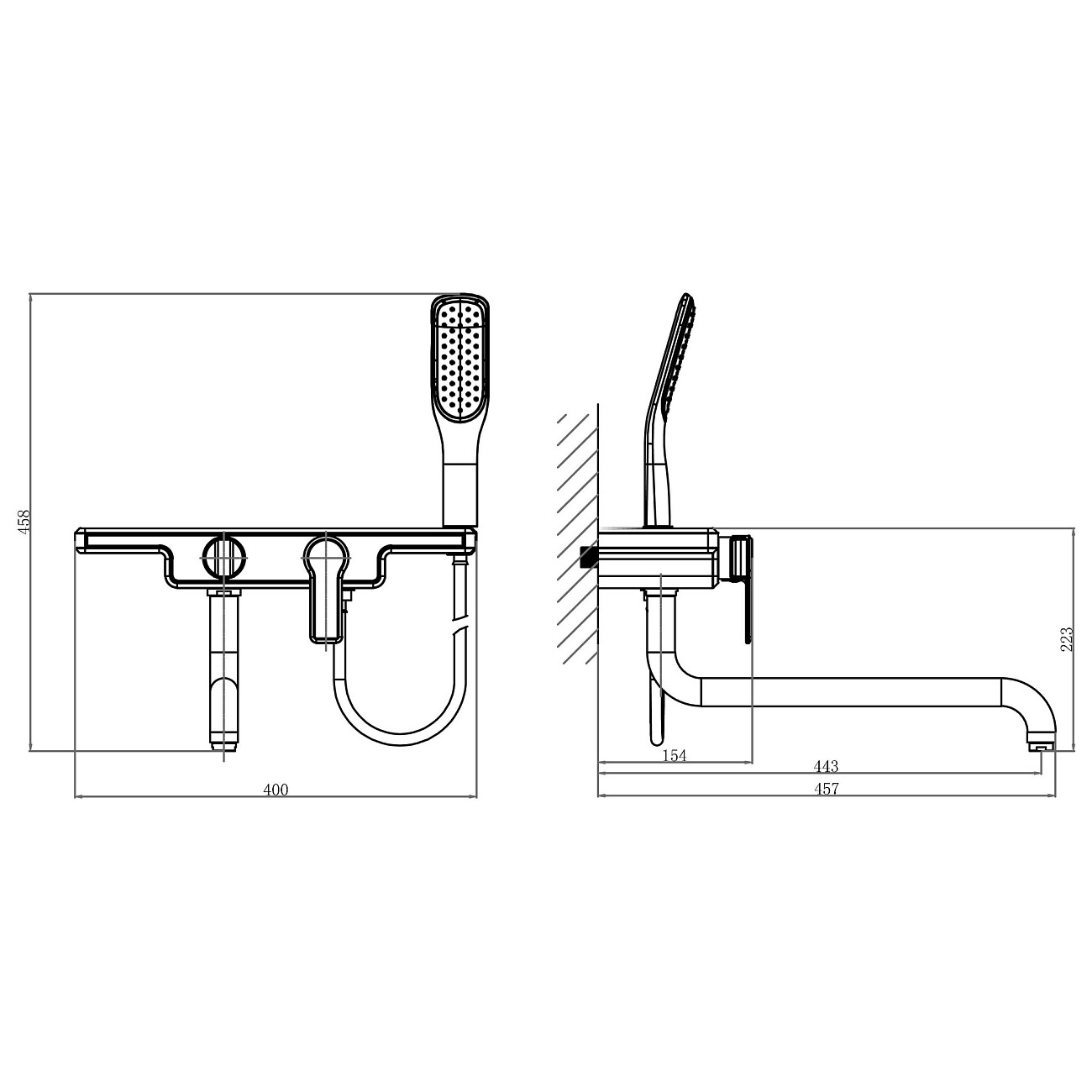 Смеситель для ванны однорычажный с душевым гарнитуром оранжевый D&K Berlin Kunste DA1453313 - изображение 2