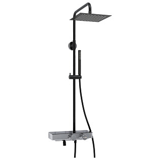 Душевой комплект с верхним душем и лейкой черный, хром Wasserkraft A114.255.217.CB Thermo