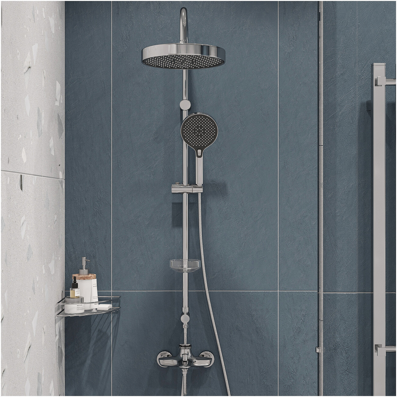 Душевая стойка с верхним душем хром Stworki "Молде" S23180CR - изображение 6