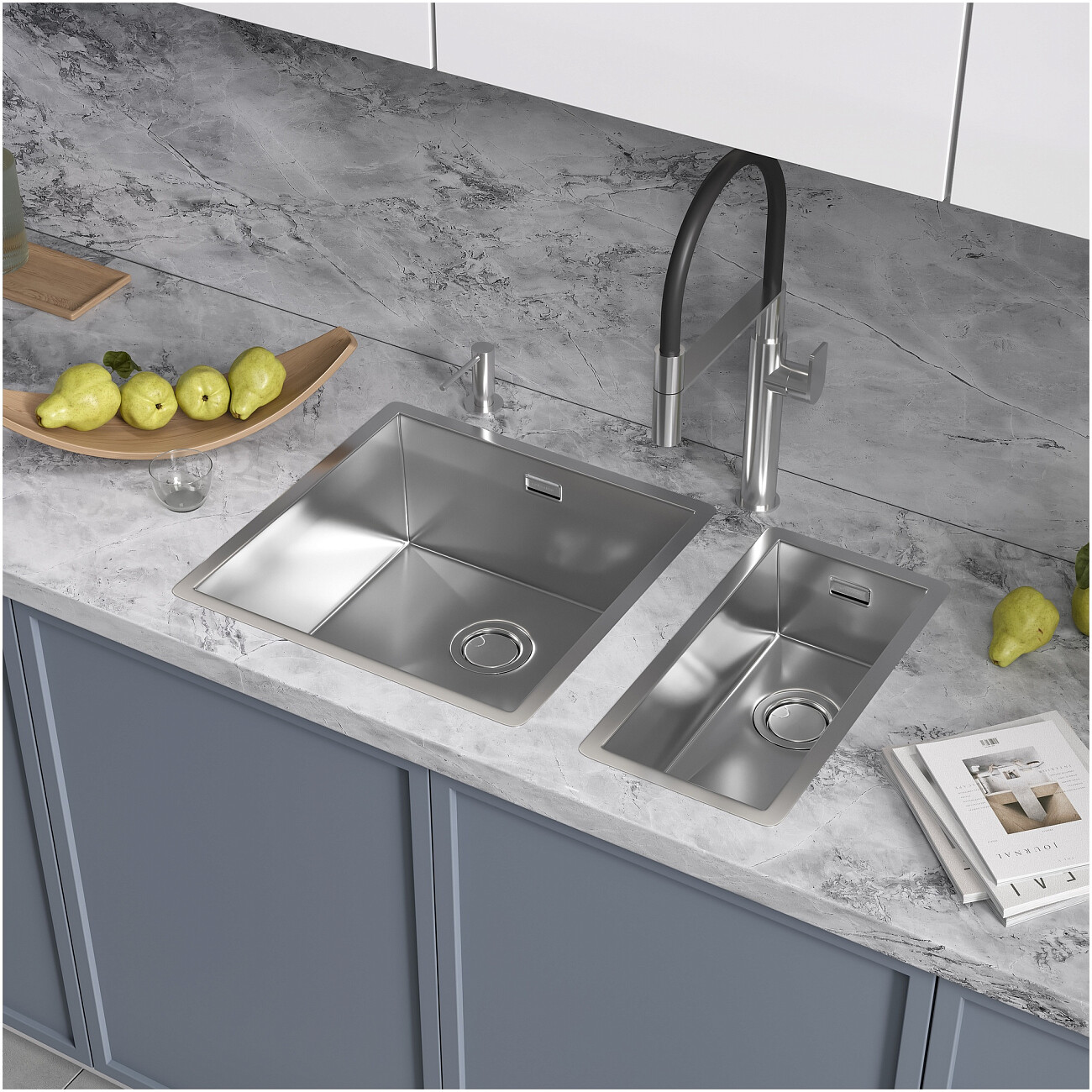 Дополнительная чаша для мойки из нержавеющей стали 44х22 см сталь Reflexion Como RX2022SS - изображение 10