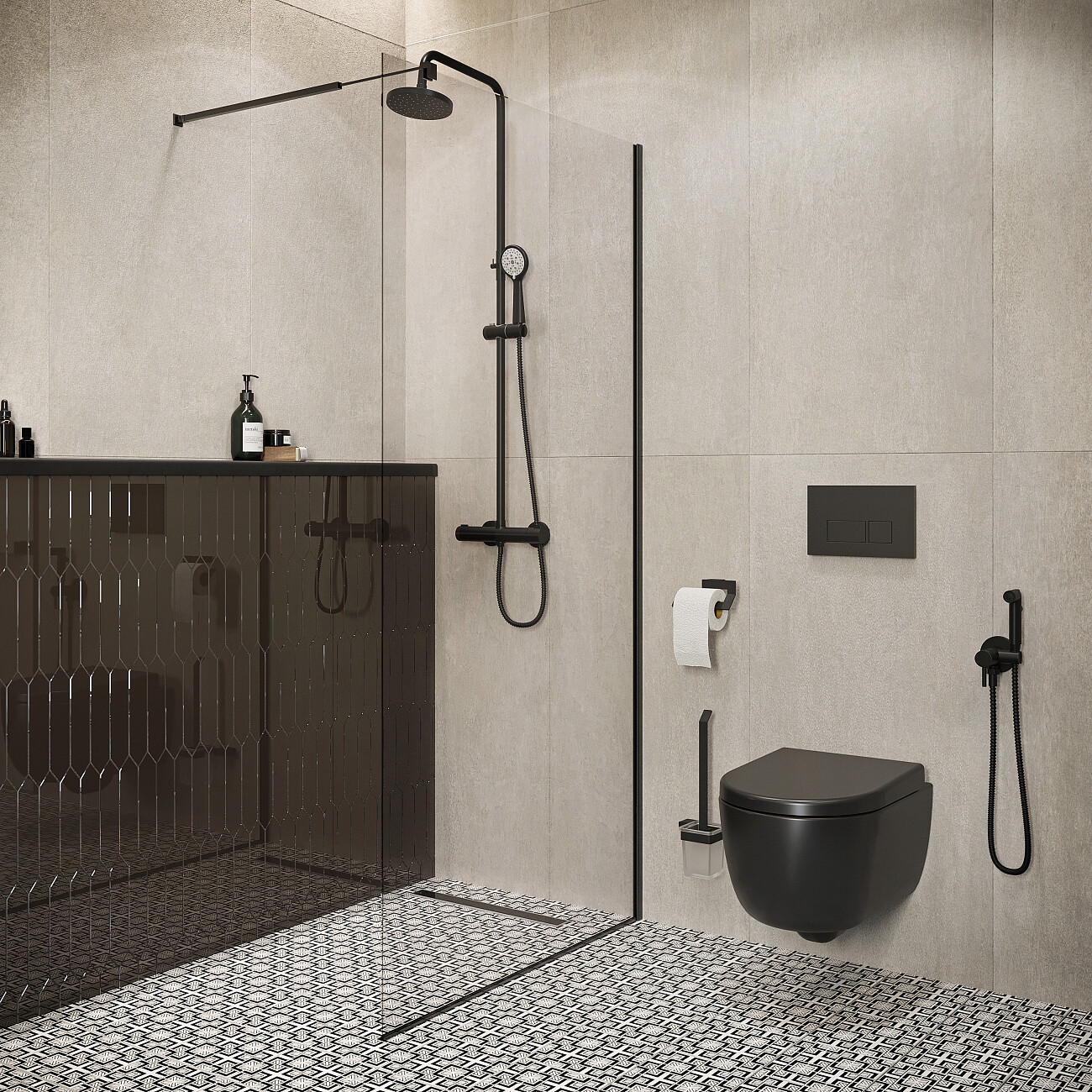 Душевая перегородка стеклянная 100х200 см черная Artemis Akabe 571 6.940.006.0571.100.10.91 - изображение 5