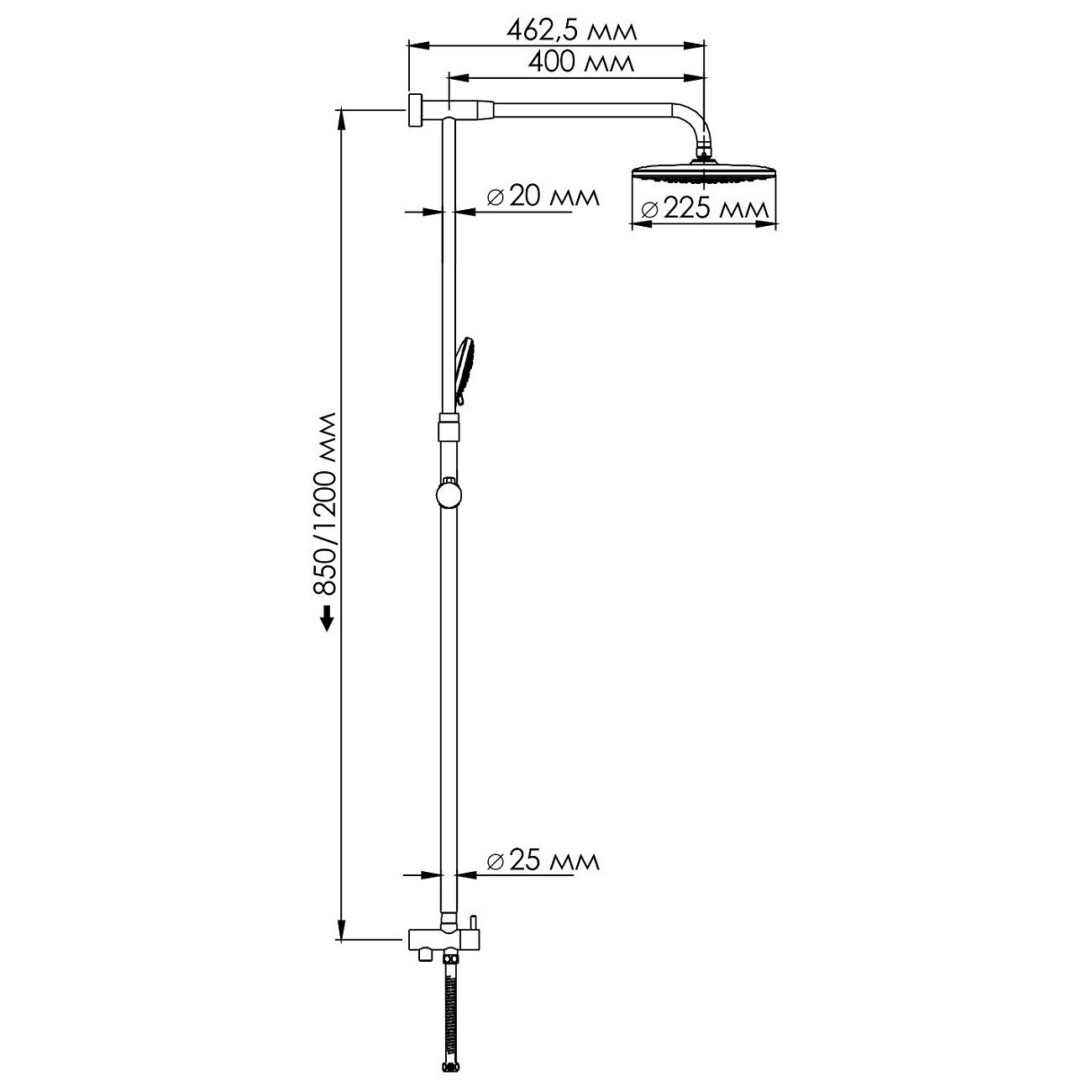 Душевая стойка с верхним душем и держателем хром Wasserkraft A066 - изображение 8