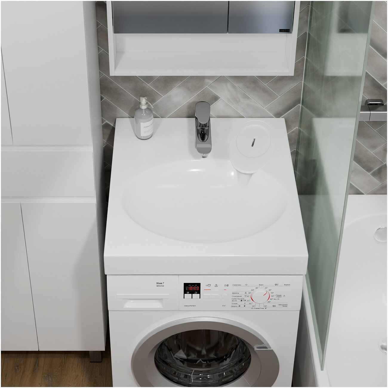 Раковина над стиральной машиной 60х60 см белая "Луна" 900103 - изображение 5