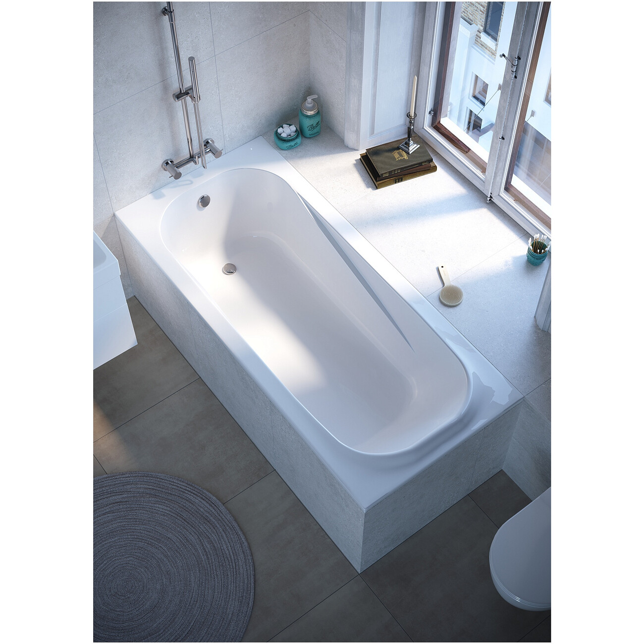 Ванна из искусственного мрамора прямоугольная 80х180 см белая Creto Nova 23-1111 - изображение 4