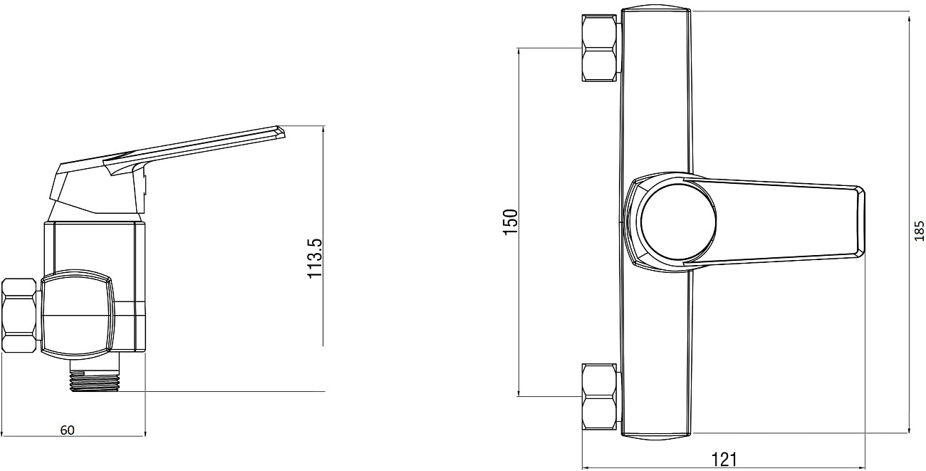 Смеситель для душа однорычажный хром Diwo "Смоленск" SM-06cr - изображение 3
