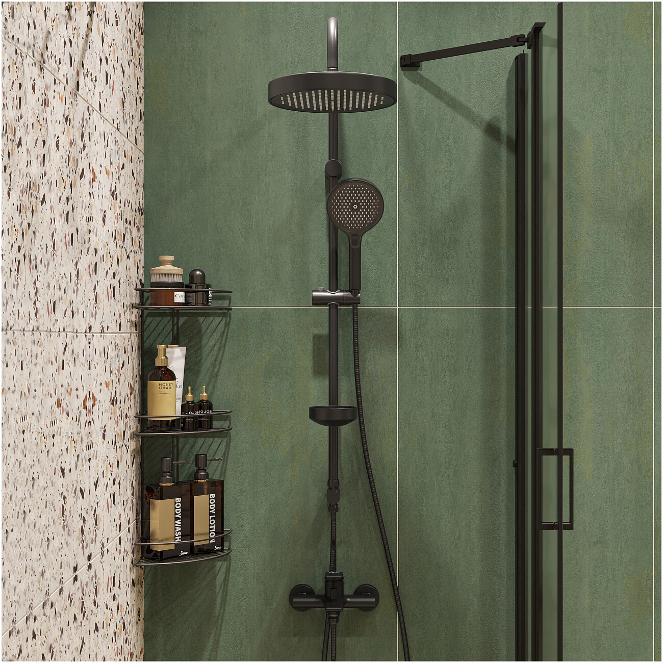 Душевая стойка с верхним душем черная Stworki "Монтре" S30180BK - изображение 6