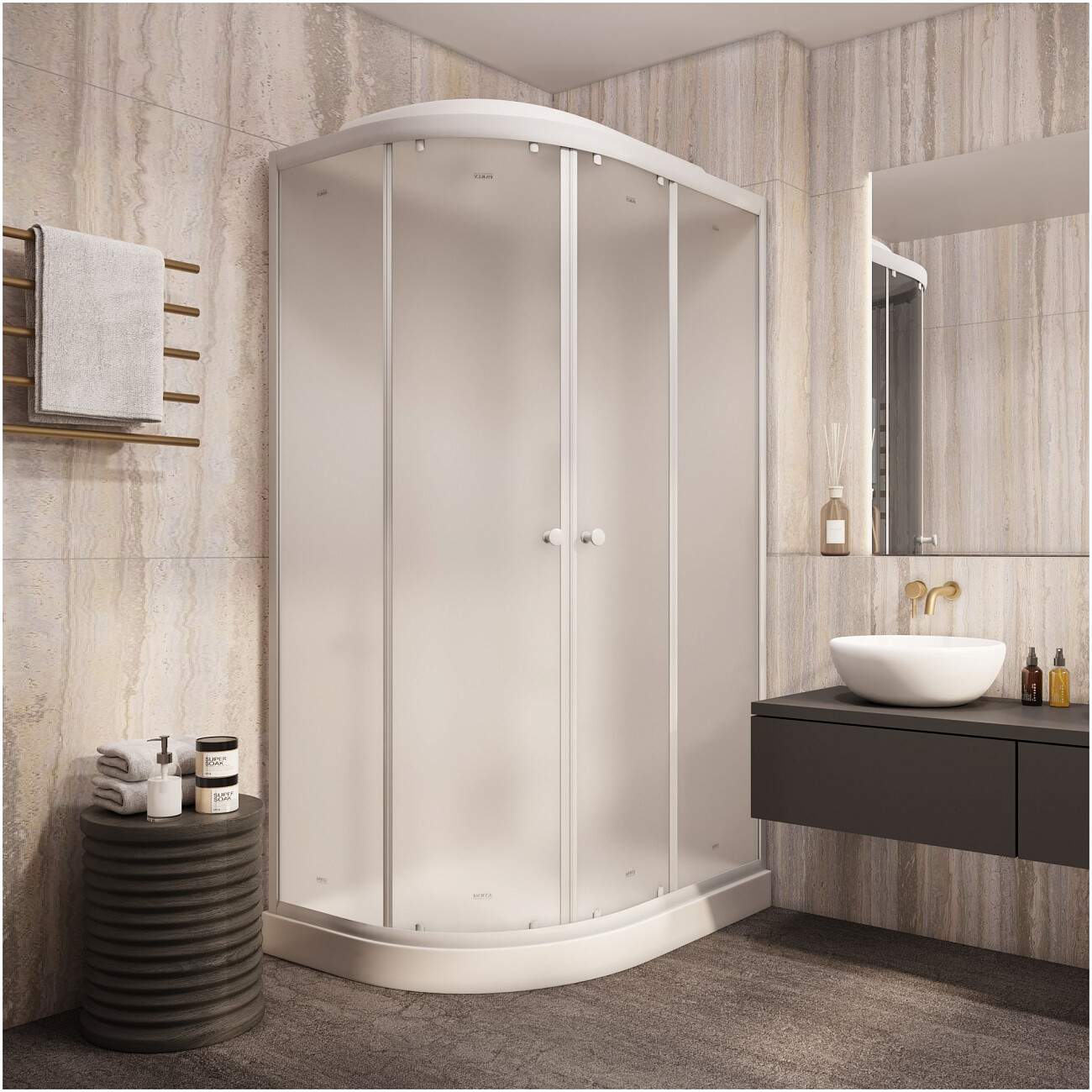 Душевая кабина ассиметричная правая с низким поддоном 80х120 см белая Parly EF1231R - изображение 5