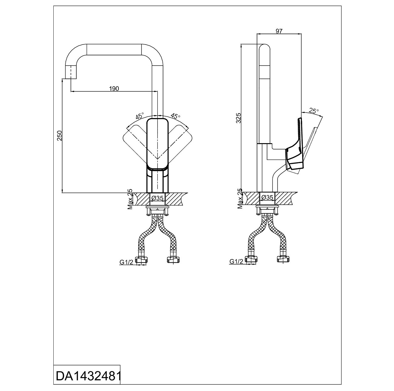 Смеситель для кухни латунный золото D&K Berlin Tourto DA1432483 - изображение 2
