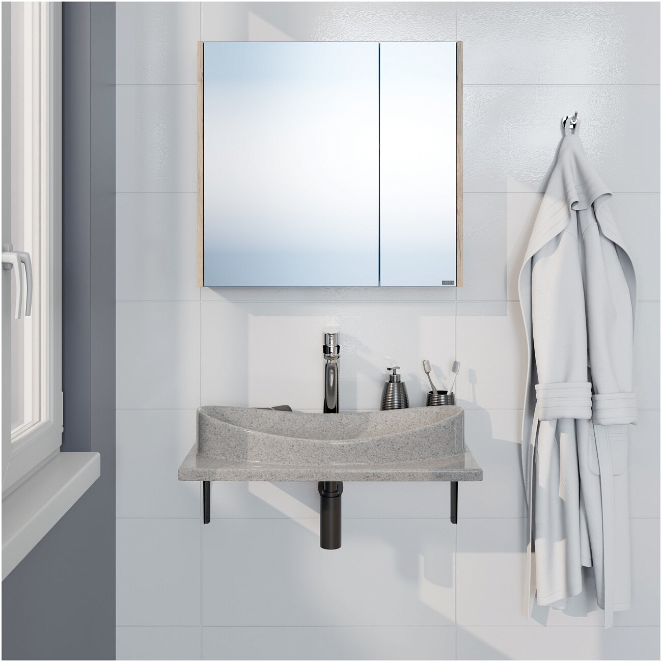 Раковина мебельная 45х70 см вулканический серый "Вега" 900143 - изображение 6