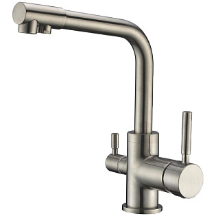 Смеситель для кухни с краном для питьевой воды брашированная сталь Domaci &quot;Ливорно&quot; WFD04018