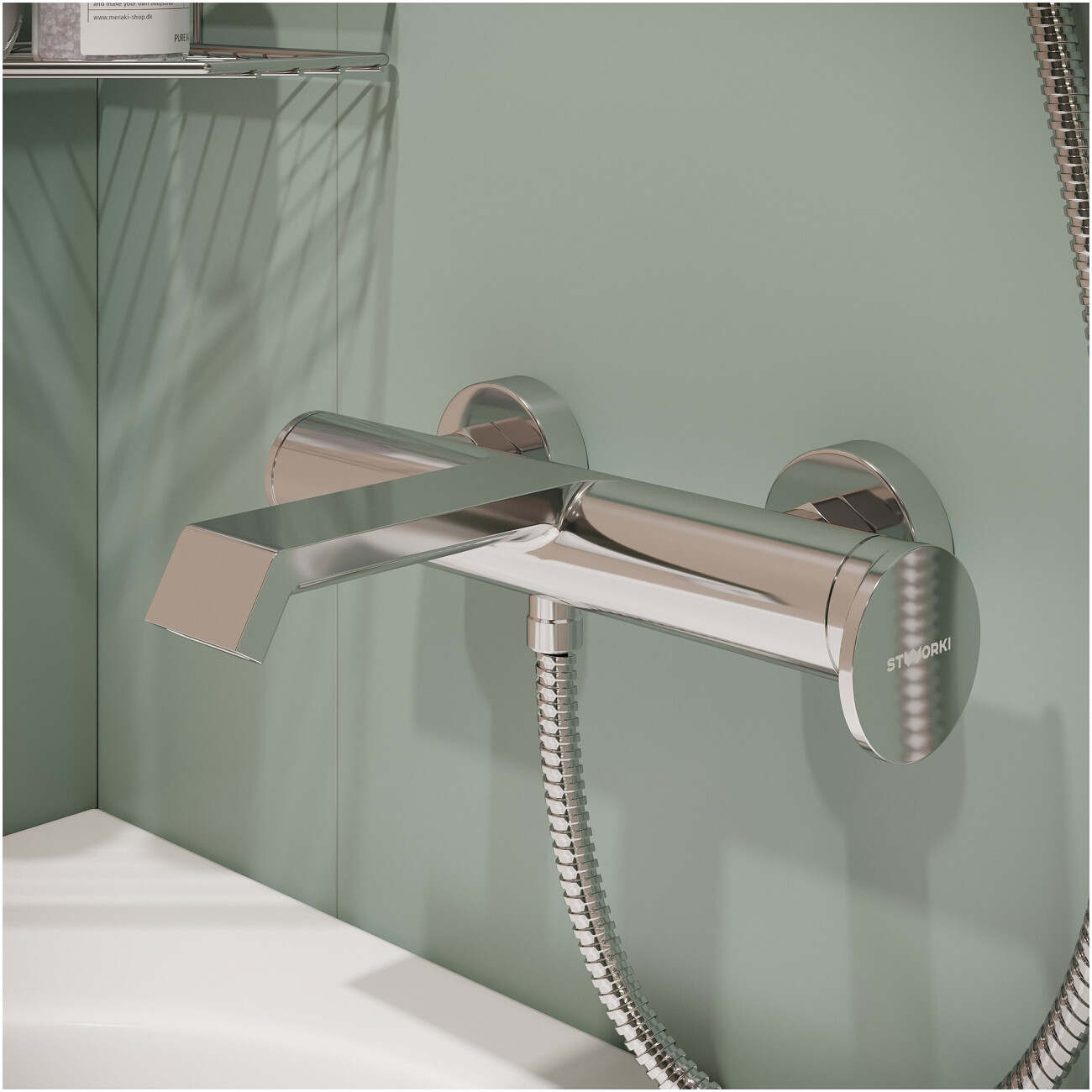 Смеситель для ванны с душем настенный хром Stworki "Лерум" S04100CR - изображение 5