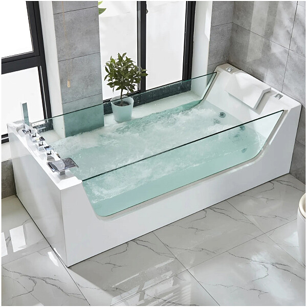 Ванна акриловая прямоугольная с гидромассажем 80х180 см белая Cerutti SPA C-453A - изображение 1