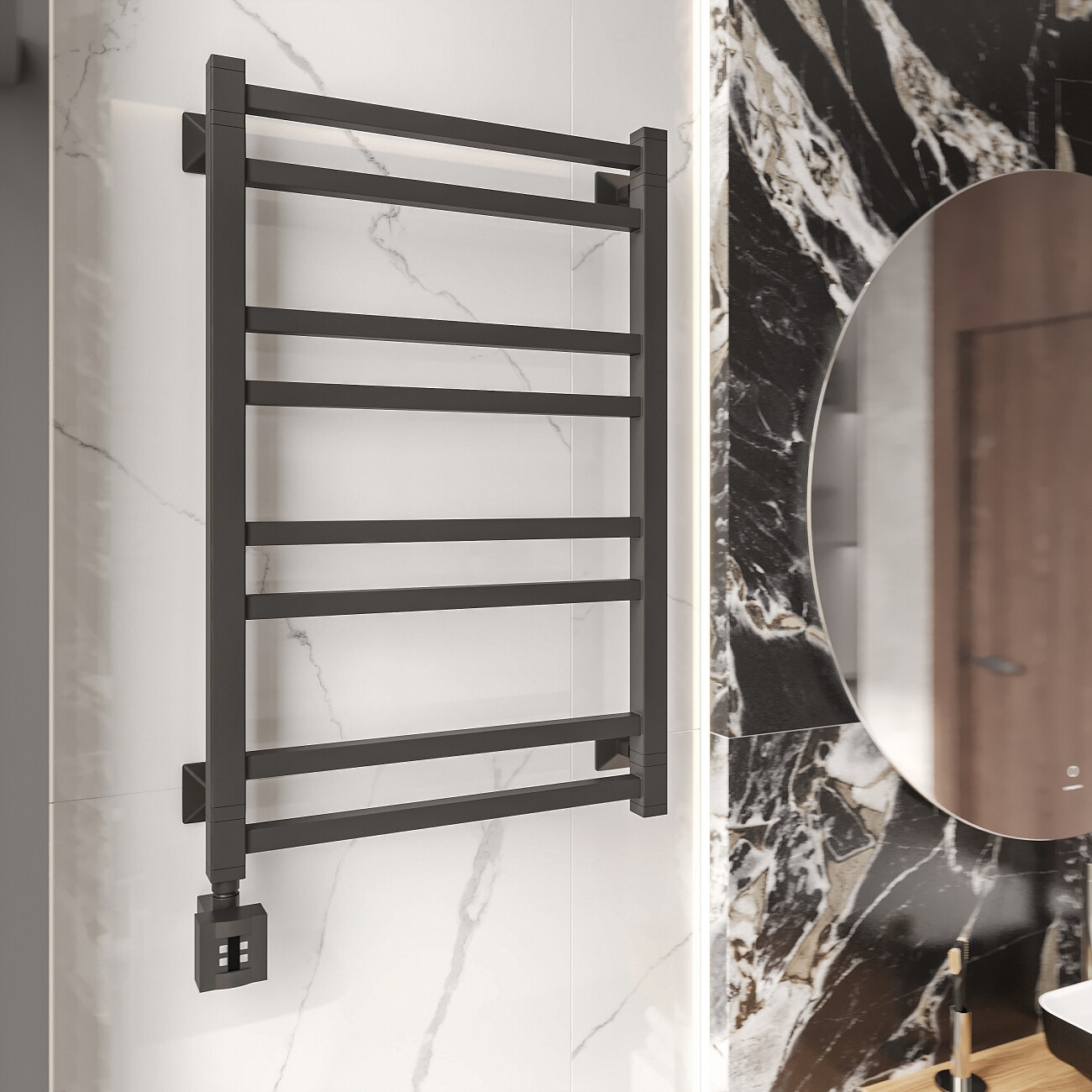 Полотенцесушитель электрический 80х50 см черный Ewrika "Кассандра" Pg L 4656759179533 - изображение 5