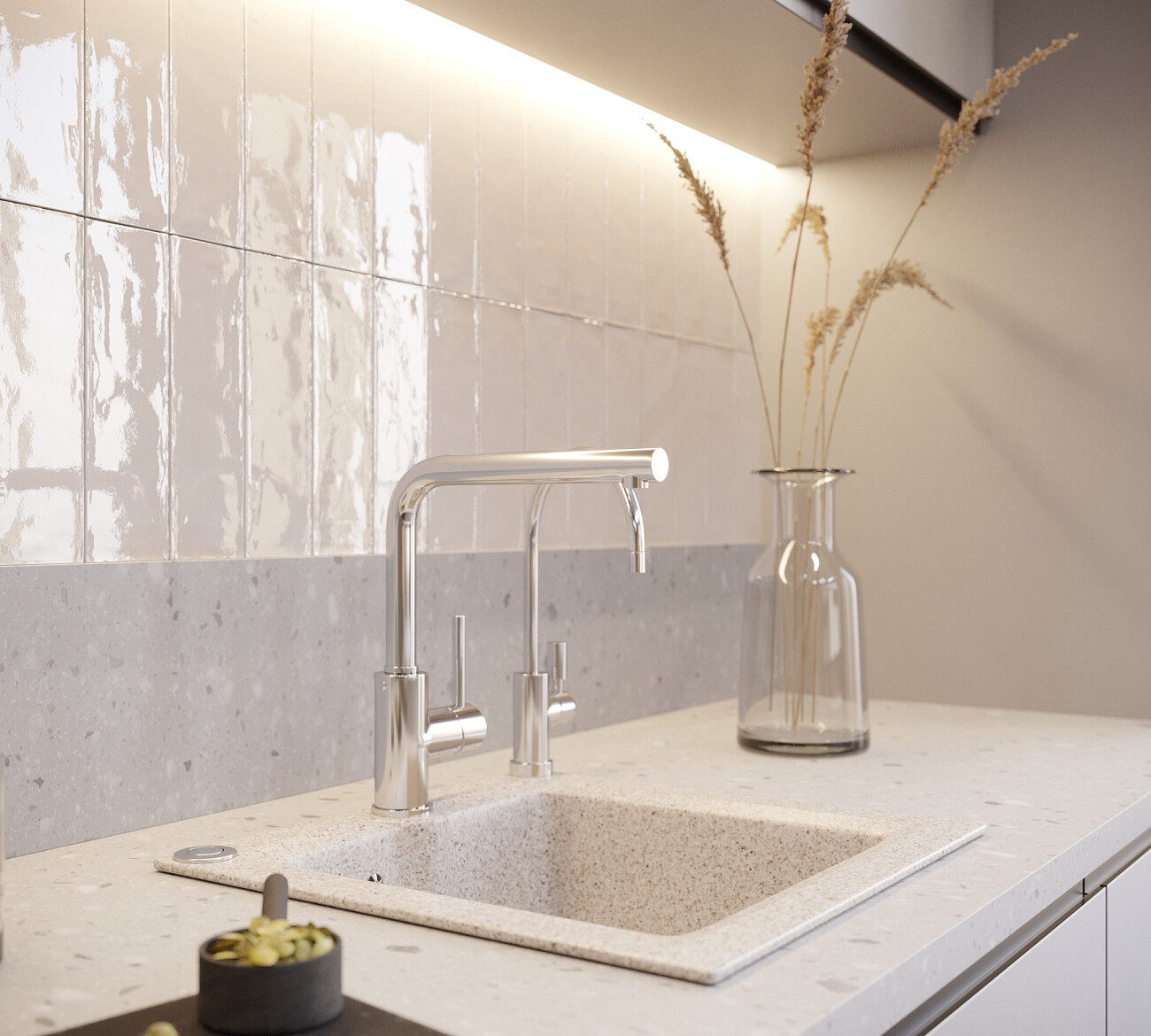 Мойка кухонная из искусственного мрамора квадратная бежевая Domaci "Бьелла" DMC-42 - изображение 4