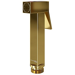 Лейка для гигиенического душа квадратная с настенным держателем глянцевое золото Wasserkraft A216