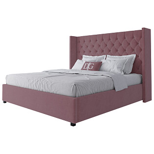 Кровать двуспальная с мягким изголовьем 180х200 пыльная роза Wing-2