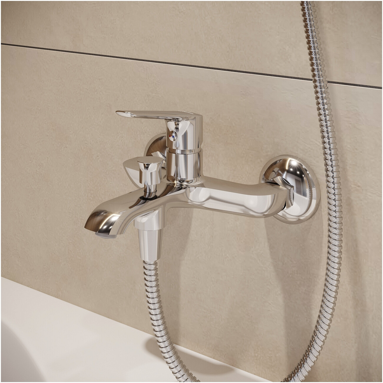 Смеситель для ванны с душем настенный хром Stworki "Хельсингборг" S18100CR - изображение 5