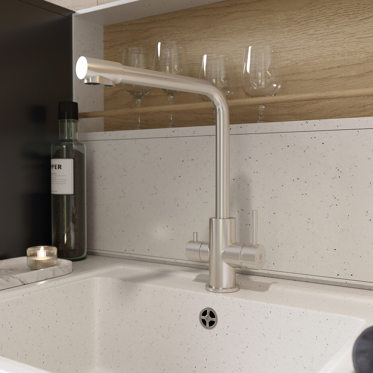 Смеситель для кухни из латуни сталь Domaci "Равенна" TR-01ni - изображение 3