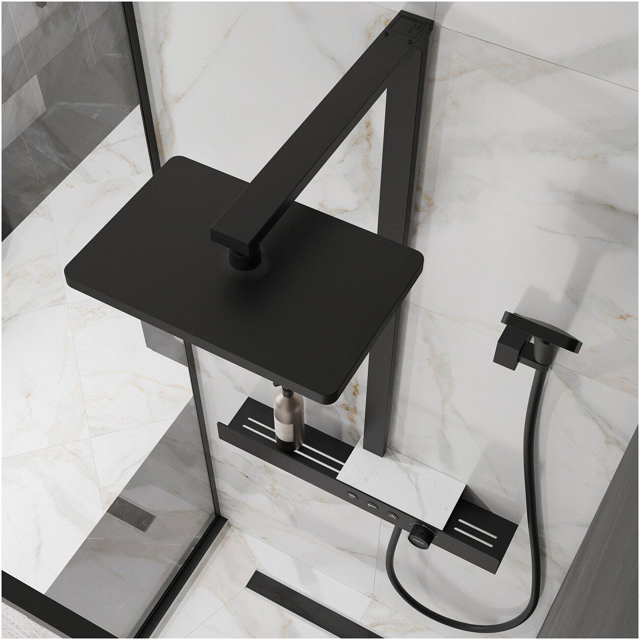 Душевая стойка с верхним душем черная Stworki "Олланд" S01170BG - изображение 9