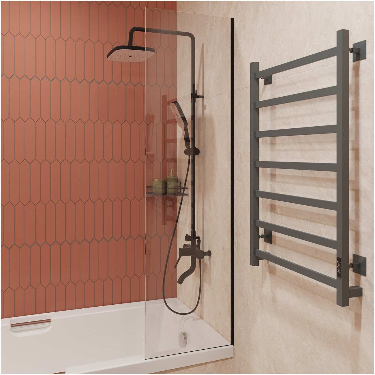 Полотенцесушитель электрический 80х50 см графит Ewrika "Пенелопа КВ7" - изображение 10