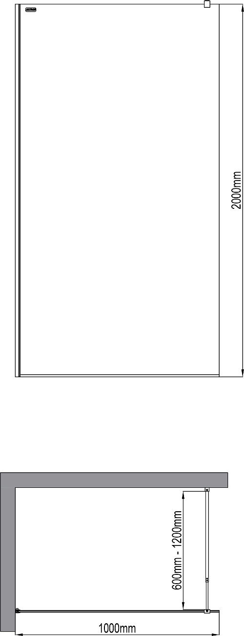 Душевая перегородка стеклянная 100х200 см черная Artemis Akabe 571 6.940.006.0571.100.10.91 - изображение 2