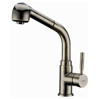 Смеситель для кухни из латуни с выдвижной лейкой светлая бронза Wasserkraft A8237