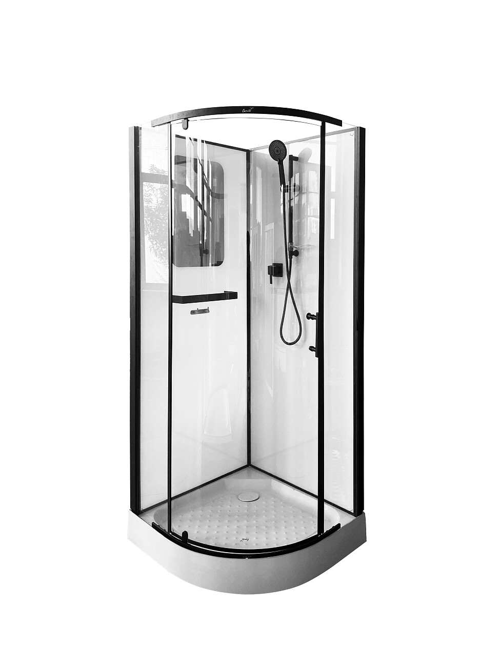 Душевая кабина четверть круга с низким поддоном 90х90 см черная, белая Cerutti SPA Korra 90B - изображение 17