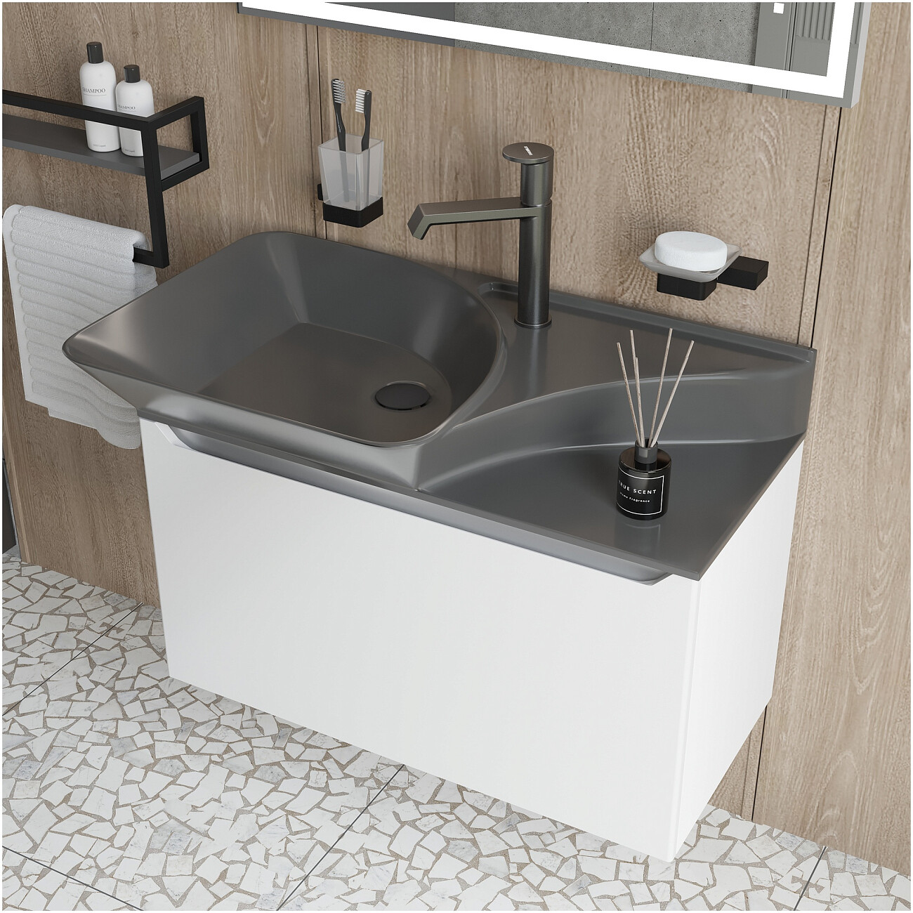 Смеситель для раковины однорычажный вороненая сталь Stworki "Лерум" S04010GB - изображение 6