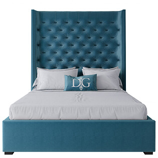 Кровать подростковая с каретной стяжкой 140х200 бирюзовая Jackie King