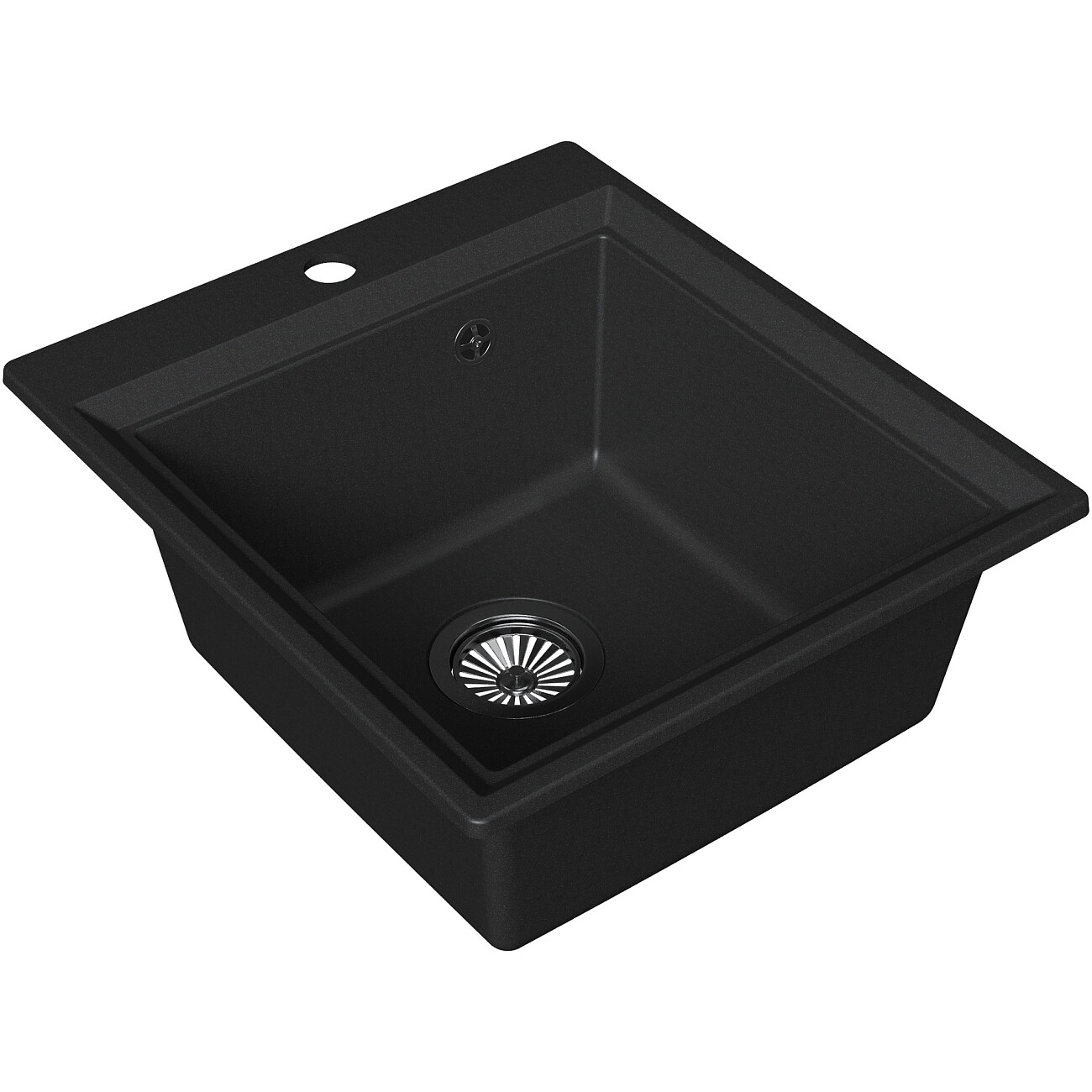 Мойка кухонная кварцевая прямоугольная 52х46 см черная Domaci "Римини" DG 45-51-405 - изображение 5